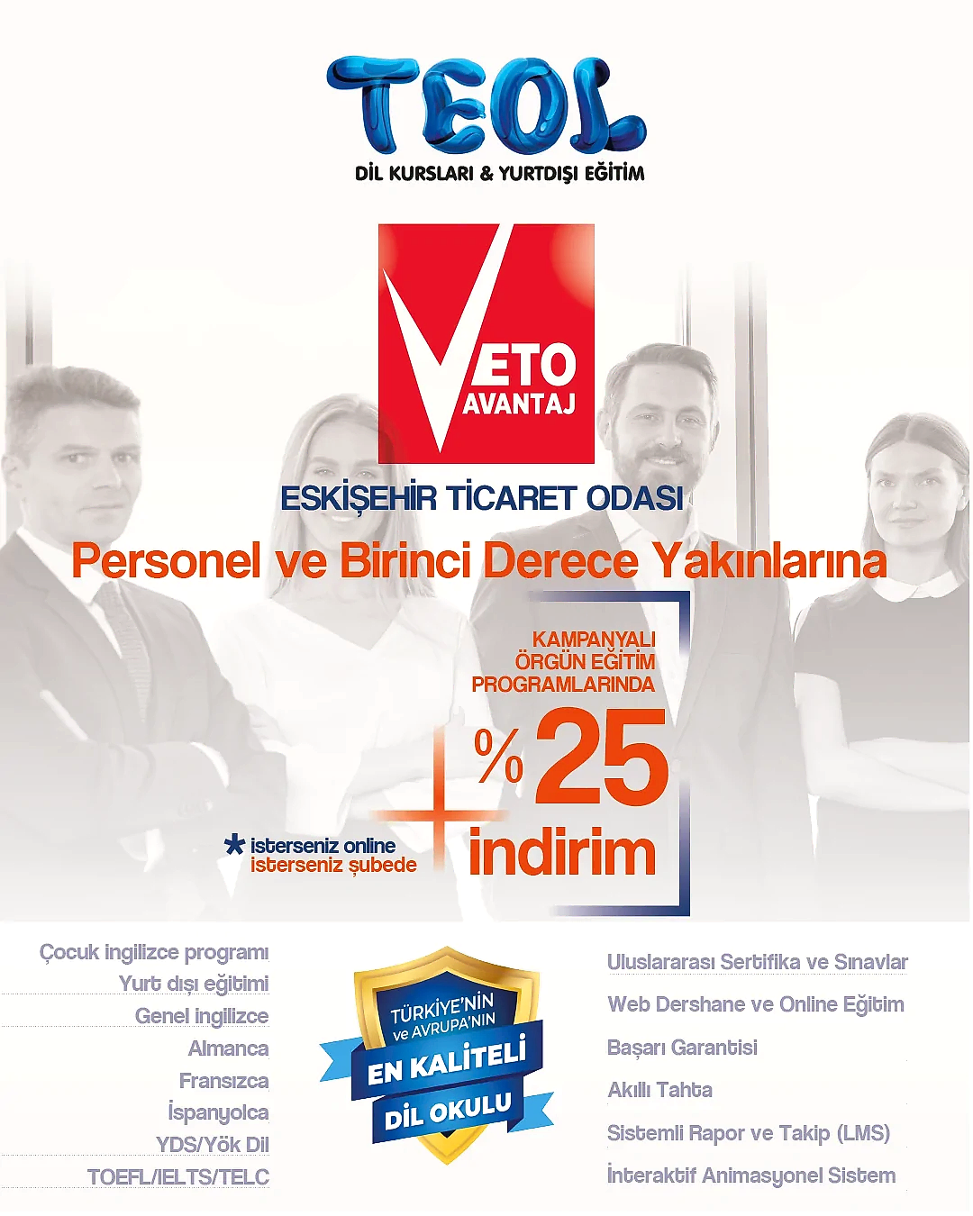 TEOL ESKİŞEHİR & ESKİŞEHİR TİCARET ODASI %25 İNDİRİMLE KURUMSAL ANLAŞMA